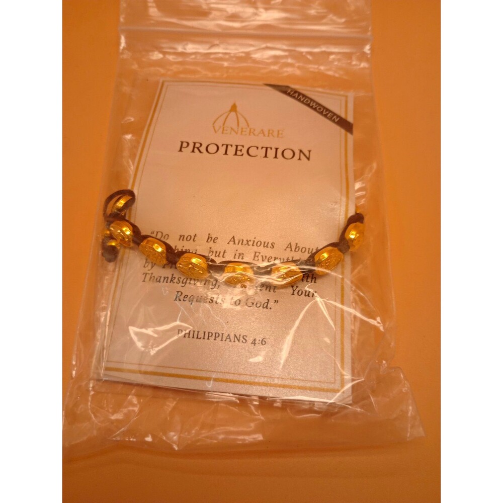 Venerare Protection Handmade Handwoven Black Woven Bead Bracelet Philippians 4:6
